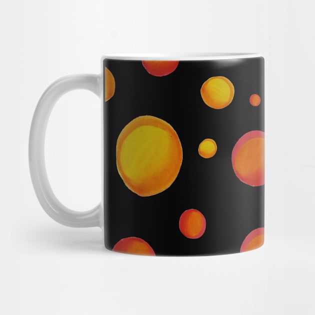 Yellow, Orange and Red Polka Dots (With Black Background) by aemworldtraveller@gmail.com